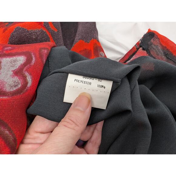 Vintage Elina Createur Burnout Black and Red Floral Women's 9 Dark Romantic - Picture 8 of 9